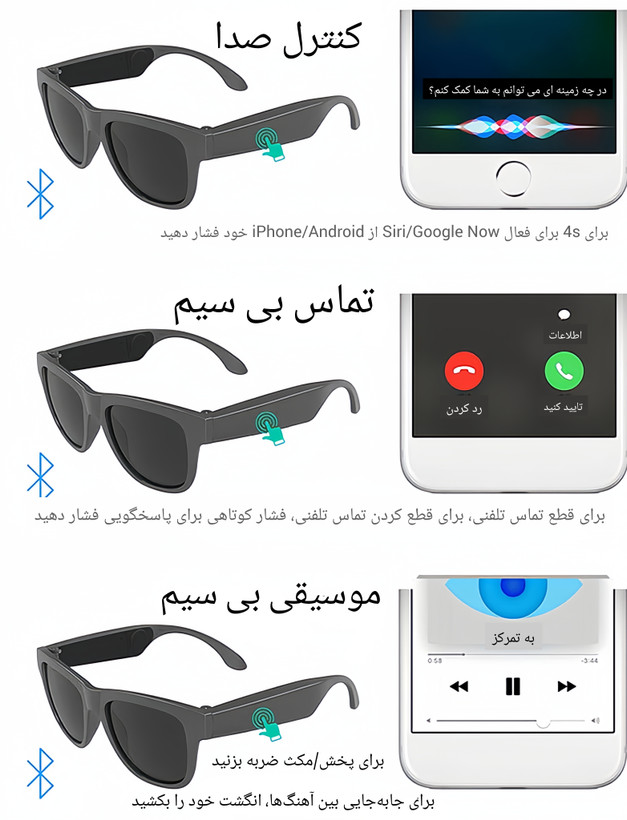 عینک آفتابی هوشمند مدل A3