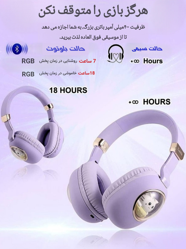 هدفون Gjby مدل CA-037 طرح گربه