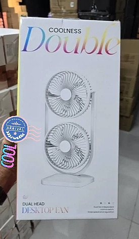 پنکه رومیزی دوقلو و شارژی مدل Portable Fan با قابلیت چرخش ۳۶۰ درجه_فن دوبل مجزا