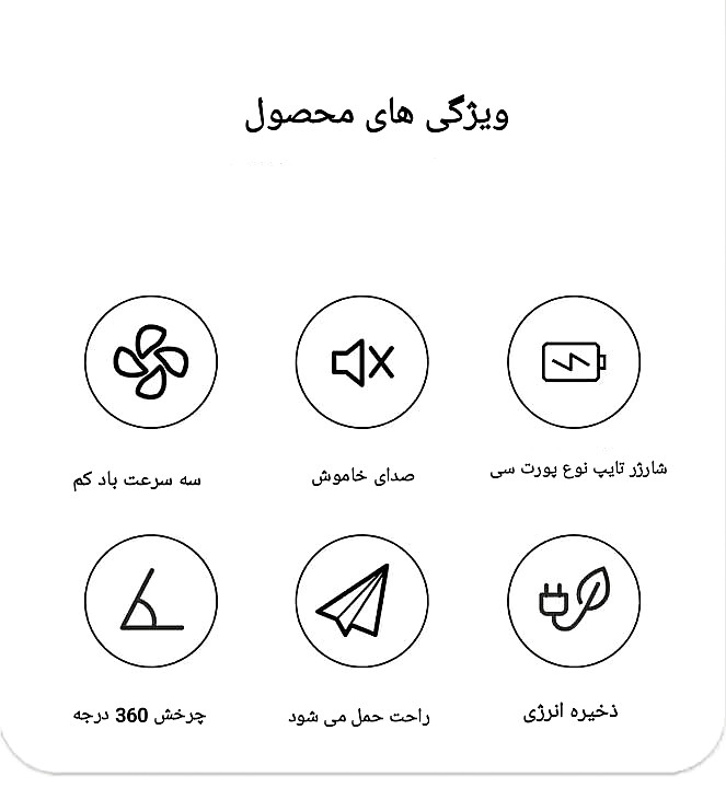 پنکه رومیزی دوقلو و شارژی مدل Portable Fan با قابلیت چرخش ۳۶۰ درجه_فن دوبل مجزا