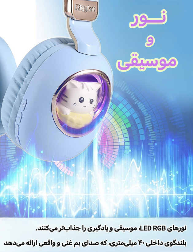 هدفون Gjby مدل CA-037 طرح گربه